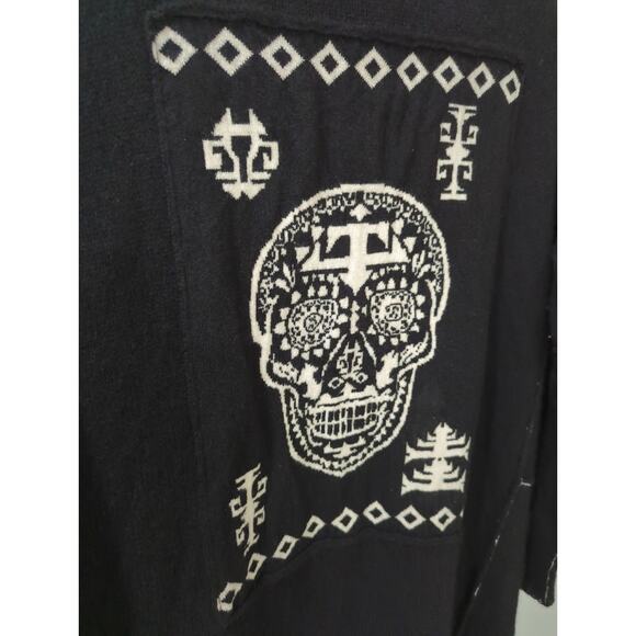 Skull Cashmere Open Front Cardigan Sweater - Picture 3 of 6